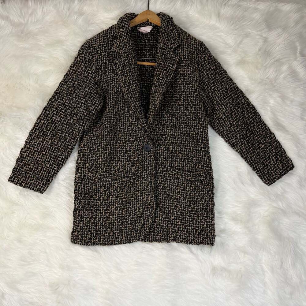 Vintage Campus Casuals of California Black Tan Wool Blend Tweed Blazer Jacket